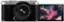 The image features a camera and a smartphone placed next to each other. The camera is an X-M5 Aspherical Fujinon lens with a 52mm Super PZ OIS BC XC 1:3.5-5.6 15-45mm lens. The smartphone is positioned to the right of the camera, showcasing a leaf image on its screen.