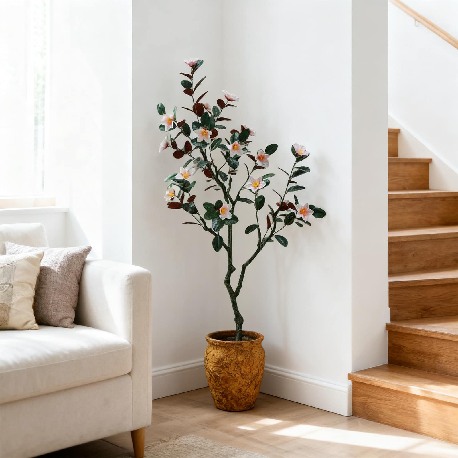 Acekool - 6 Ft Artificial Magnolia Tree, Realistic Faux Plants in Pot for Home Office Decor