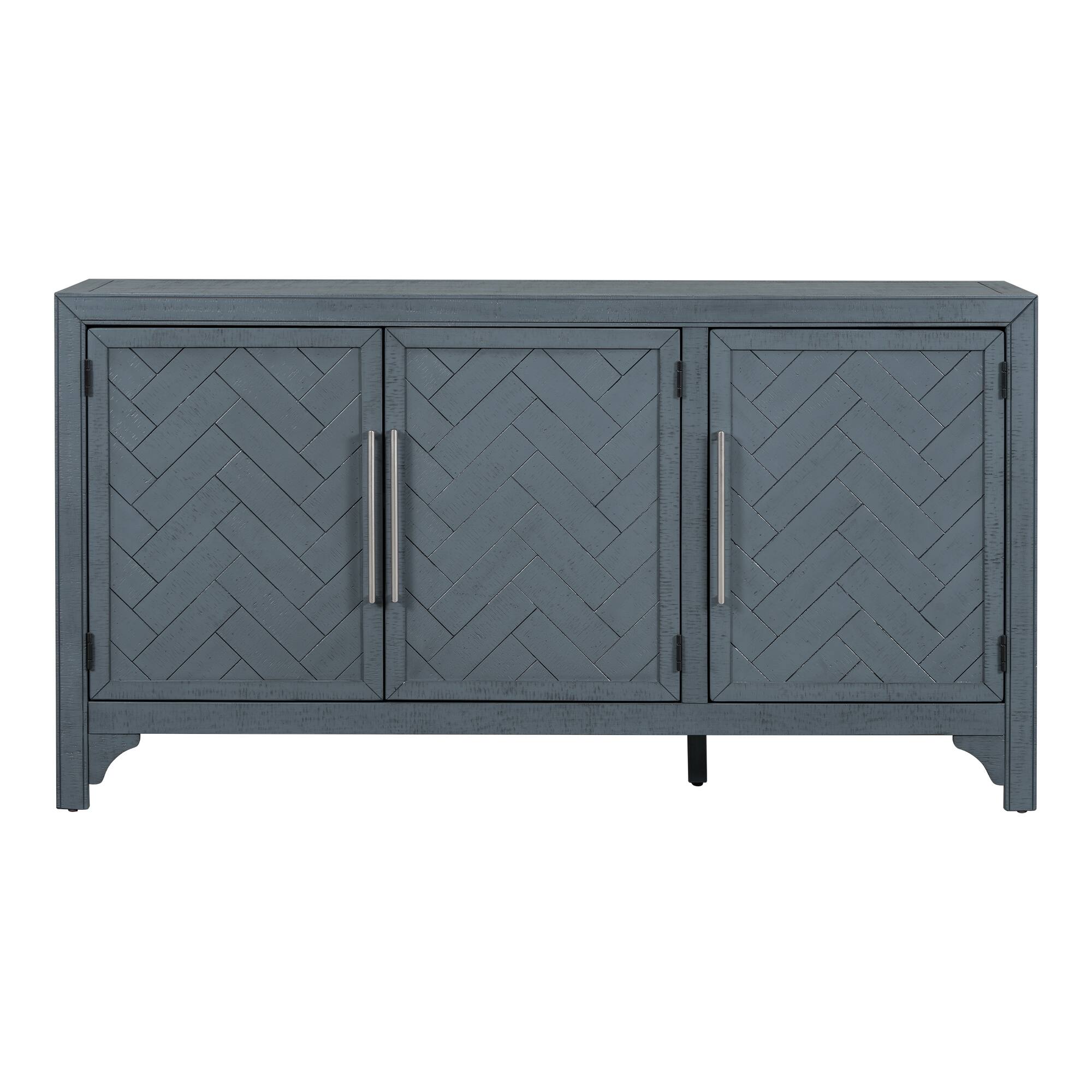 Alt View 1. Spaco - Spaco Storage Cabinet Sideboard, Buffet with Pine Veneer and MDF, 3 Door with Adjustable Shelves for Living Room - Navy Blue.