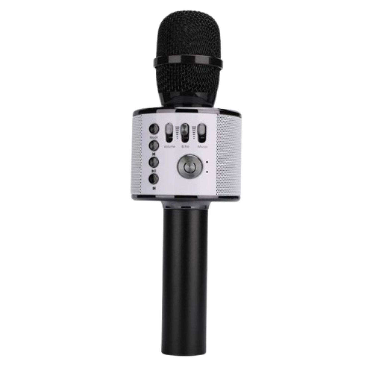 Front. Stock Preferred - Wireless Bluetooth Karaoke Microphone with LED Lights - Black.