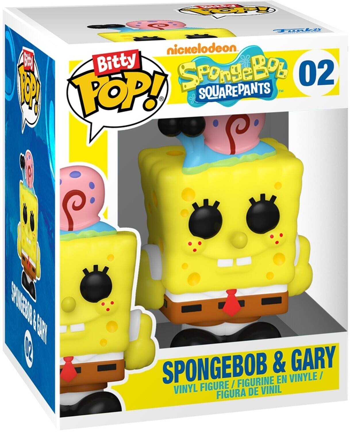 Bitty POP!  
nickelodeon  
SpongeBob SQUAREPANTS  
02  

SPONGEBOB & GARY  
VINYL FIGURE / FIGURINE EN VINYLE / FIGURA DE VINIL