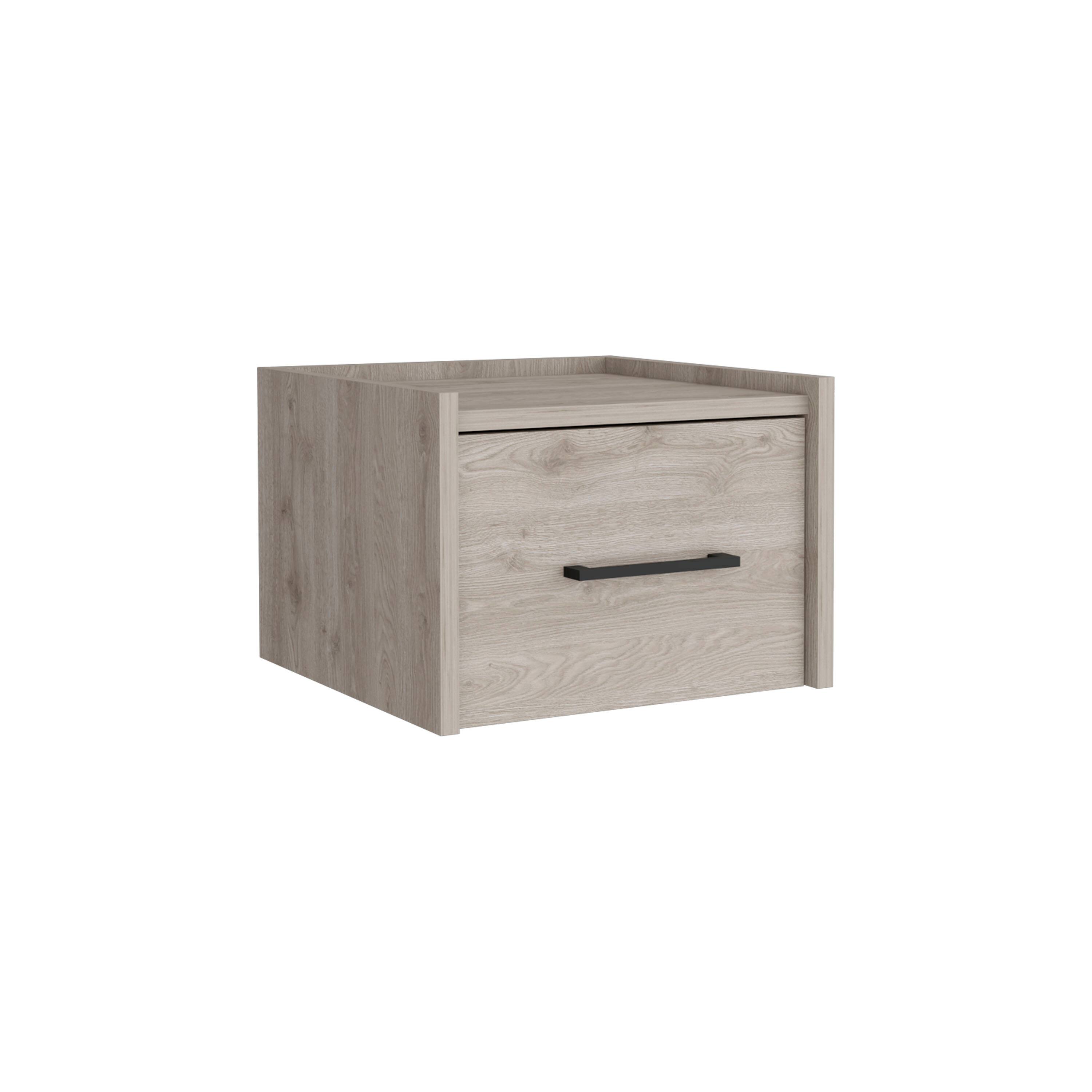 Angle. Tiramisubest - Floating Nightstand, Space-Saving Design with Handy Drawer and Surface, Light Gray - Light Gray.
