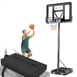 Costway - Portable Basketball Hoop Stand Adjustable Height with Shatterproof Sandbag Wheels - Black