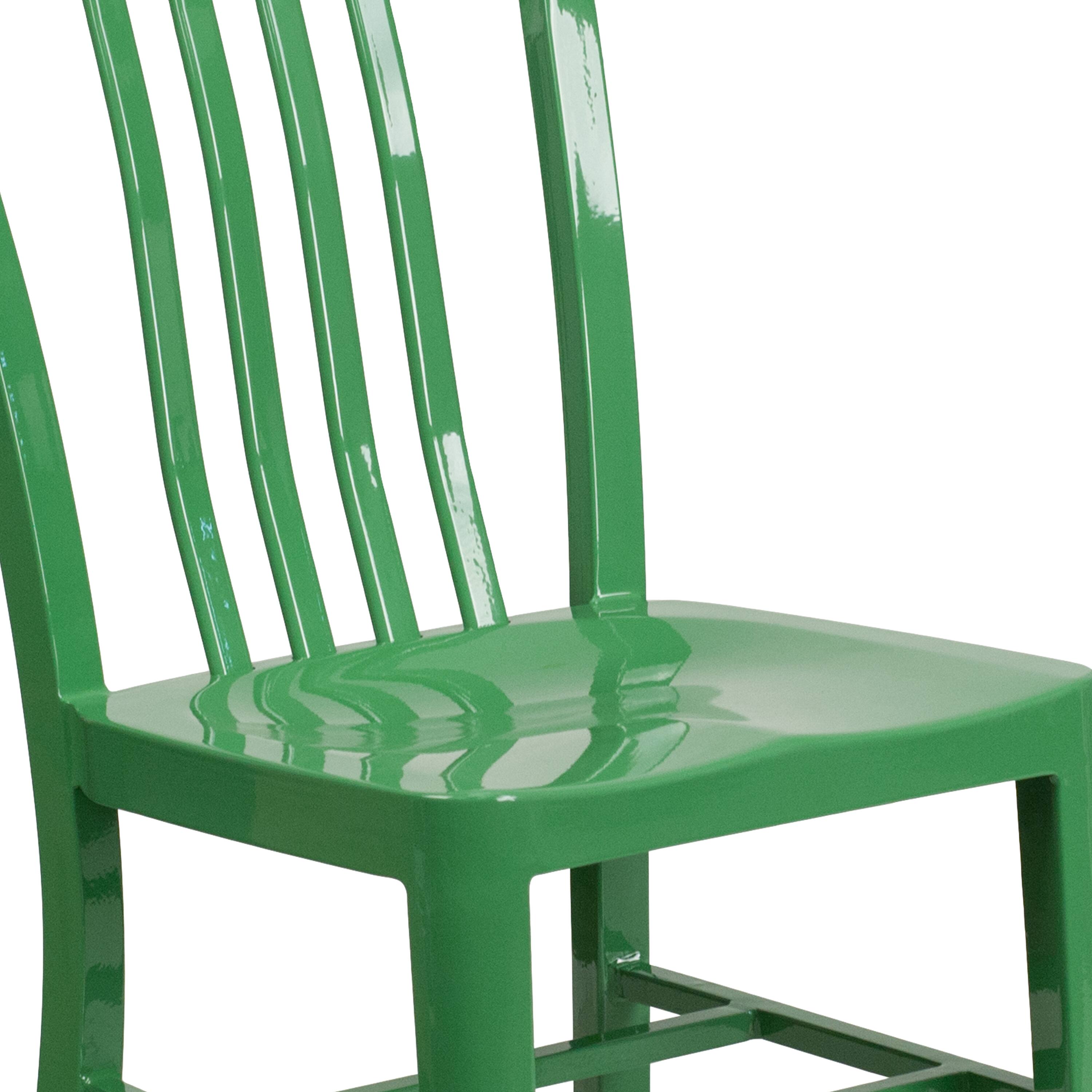 Alt View 9. Emma + Oliver - Commercial Grade Colorful Metal Indoor-Outdoor Chair - Green.