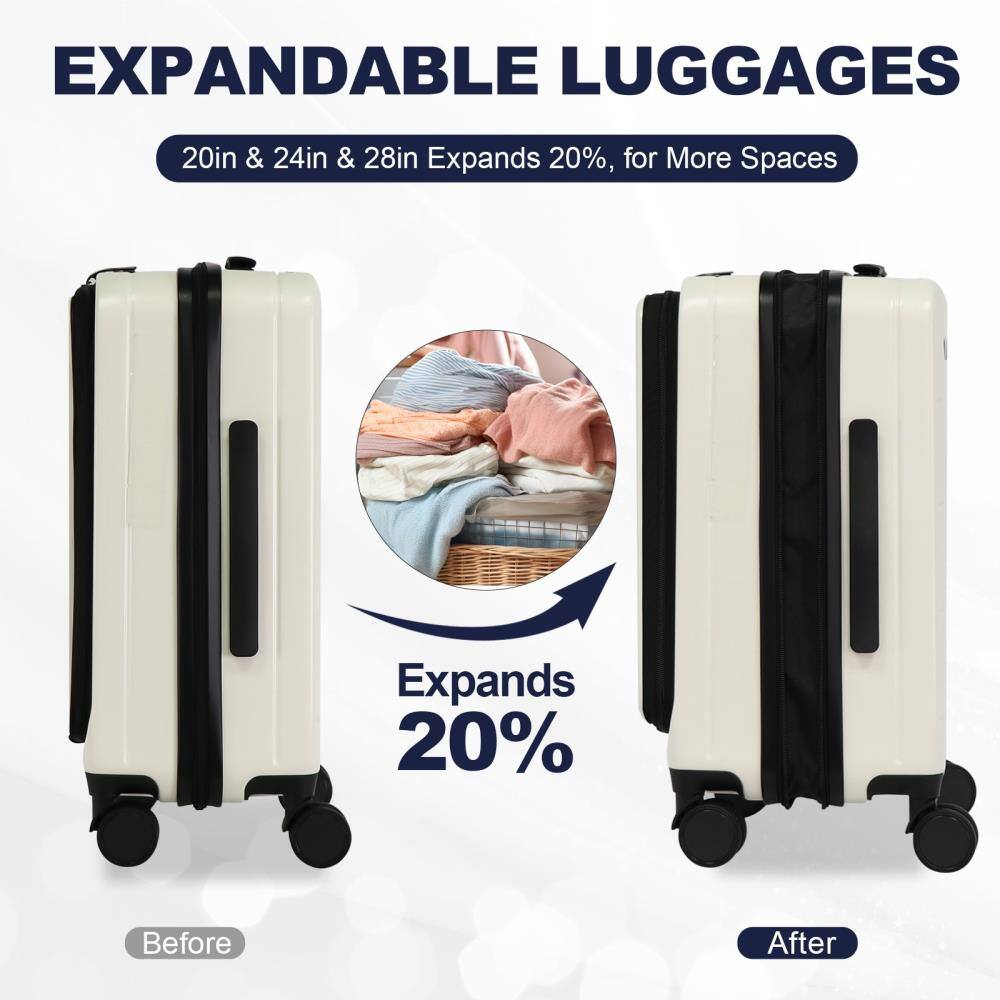 EXPANDABLE LUGGAGES

20in & 24in & 28in Expands 20%, for More Spaces

Expands 20%

Before After