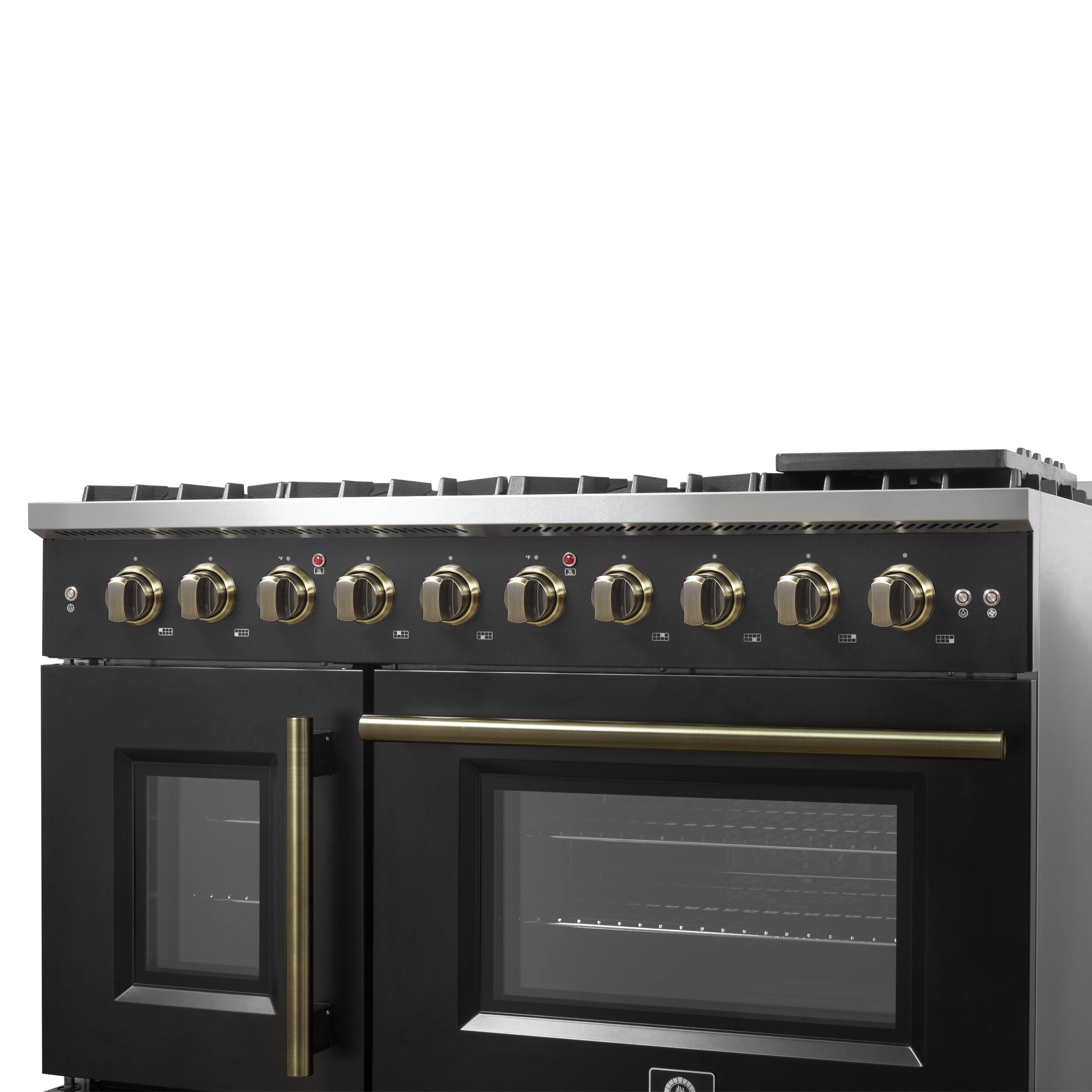 Alt View 1. Forno Appliances - Galiano 5.36 Cu. Ft. Freestanding Double Oven Gas Convection Range with Left-Swing Door - Black.