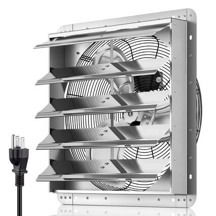 Front. FOHERE - 20 Inch Shutter Exhaust Fan Wall Mounted, High Speed 3500CFM Vent Fan with 1.65M Power Cord,.