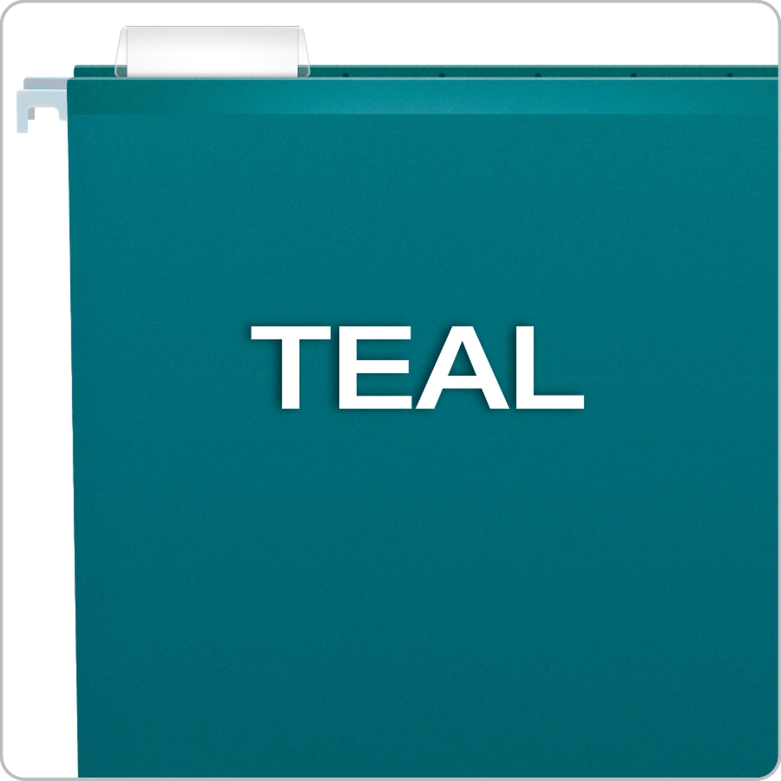 Alt View 2. Pendaflex - Pendaflex Reinforced Hanging File Folders, 1/5 Tab, Letter Size, Teal, 25/Box (04152 1/5 TEA) - Teal.