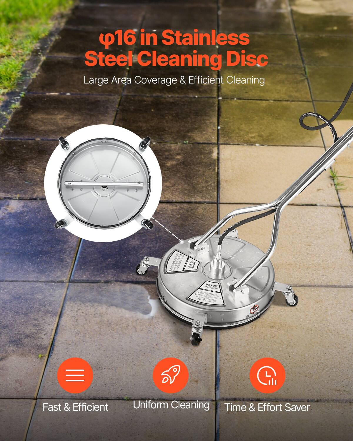 φ16 in Stainless Steel Cleaning Disc  
Large Area Coverage & Efficient Cleaning  

Fast & Efficient  
Uniform Cleaning  
Time & Effort Saver