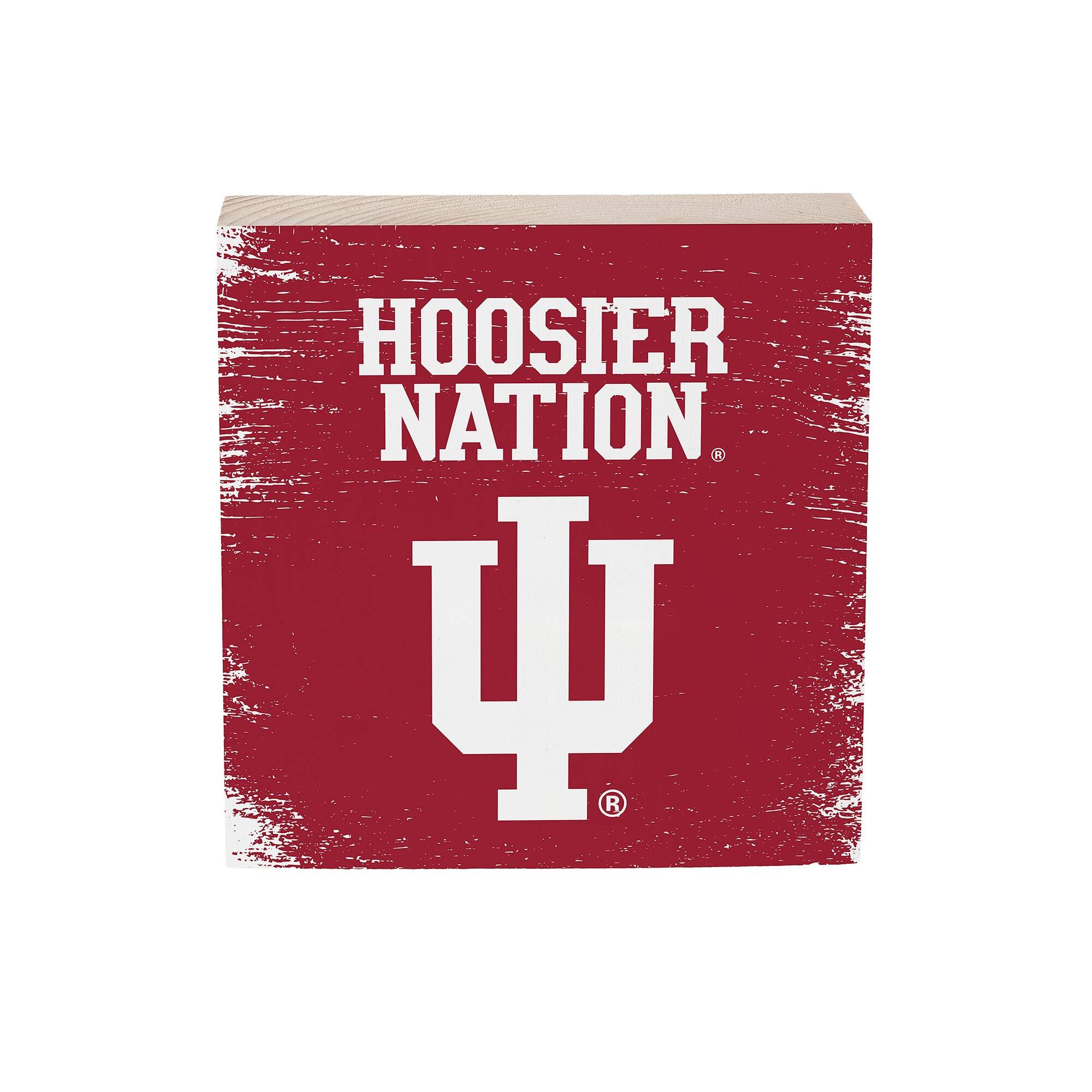 Indiana Hoosiers 6" Square Fan Chant Wood Block Shelf Sign
