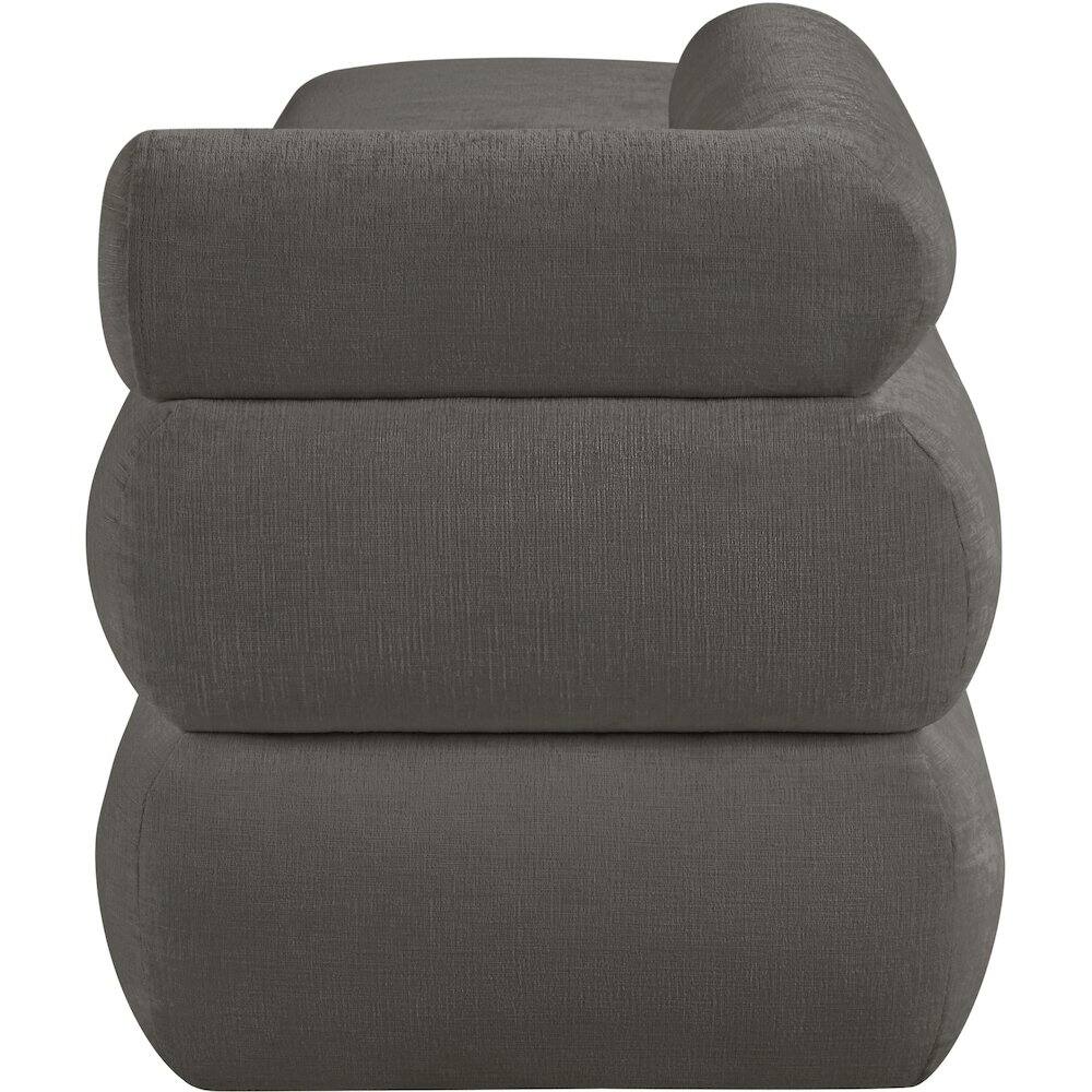 Alt View 3. Meridian Furniture - Kennedy Grey Chenille Fabric Bench - Grey.