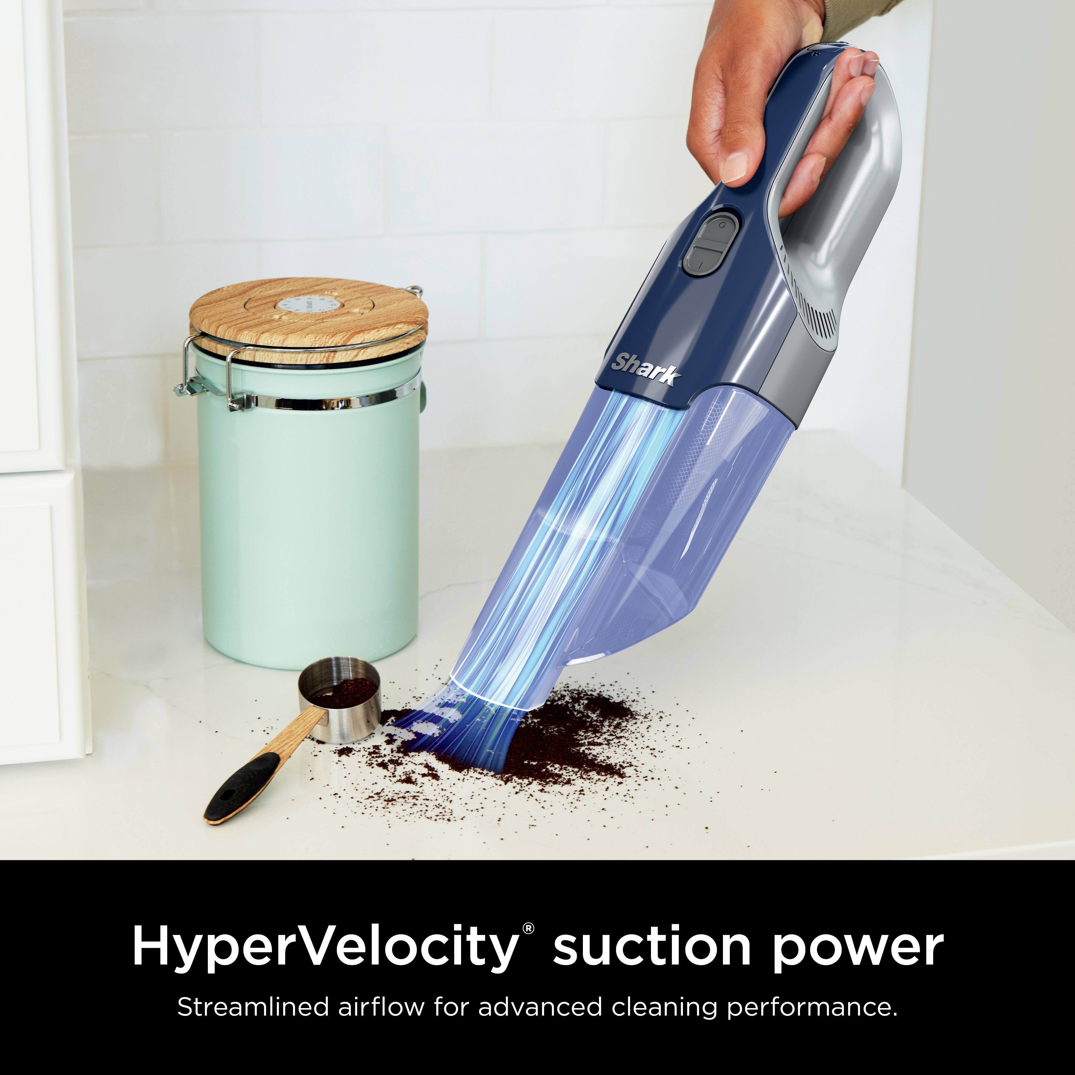 Shark HyperVelocity suction power Streamlined airflow for advanced cleaning performance.
