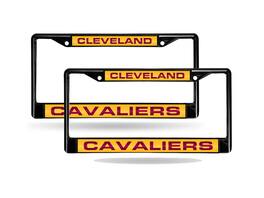 Rico Industries - Cleveland Cavaliers NBA Black Metal (Set of 2) Laser Cut License Plate Frames - Multi