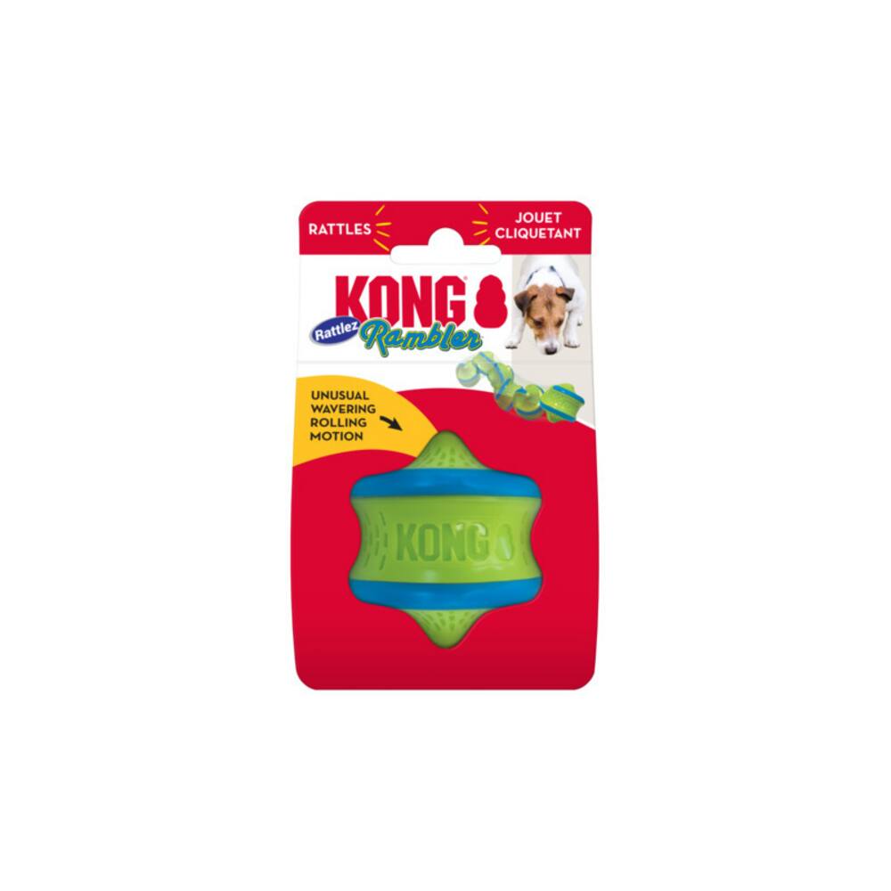 RATTLES  
JOUET CLIQUETANT  
KONG Rattlez Rambles  
UNUSUAL WAVERING ROLLING MOTION  
KONGO