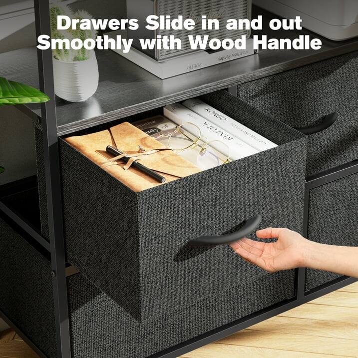Drawers Slide in and out Smoothly with Wood Handle