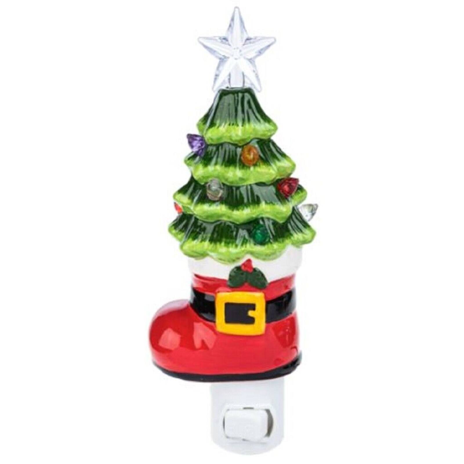 Angle. Ganz - Ganz Santa Boot with Tree Christmas Plug in Night Light 6.5 Inch - Multicolor.