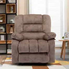 Bestier Massage Recliner Chairs with Heat and Vibration Soft Fabric Single Manual Reclining Chair - Brown