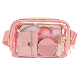 Garnen - Clear Fanny Pack Stadium Approved Bag, Clear Crossbody Bag for Stadium Events, Clear Belt Bag Adjustable Strap - Pink