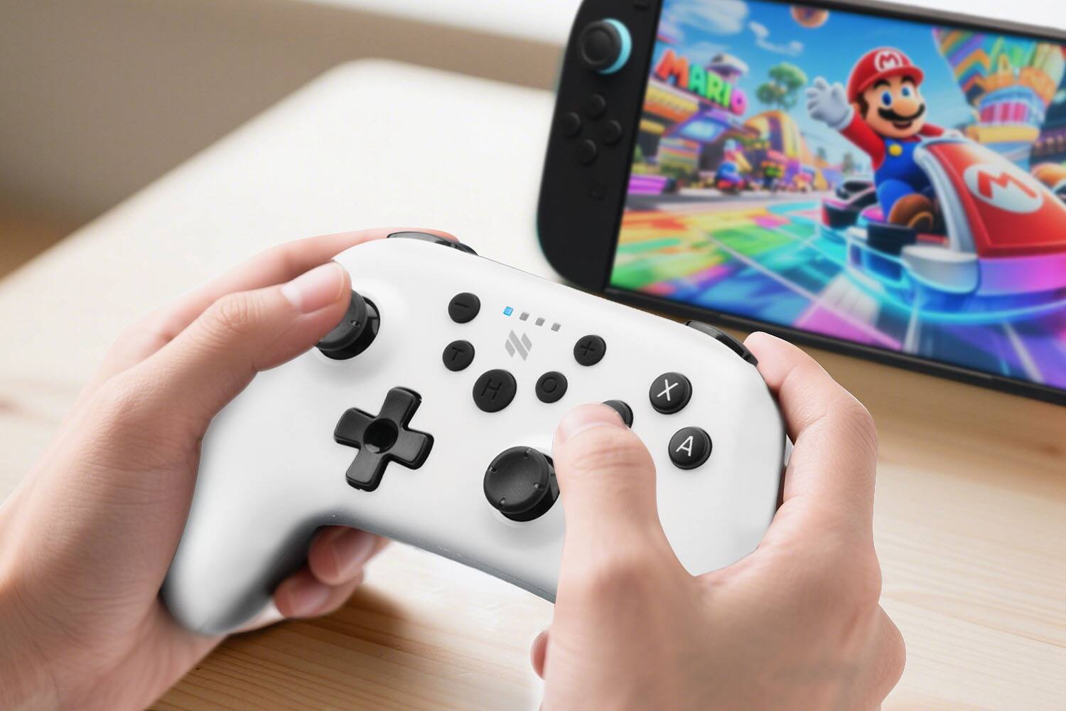 Alt View 4. NEXT - Wireless Rechargeable Pro Controller for Switch 2 & Switch - Frost - Frost.