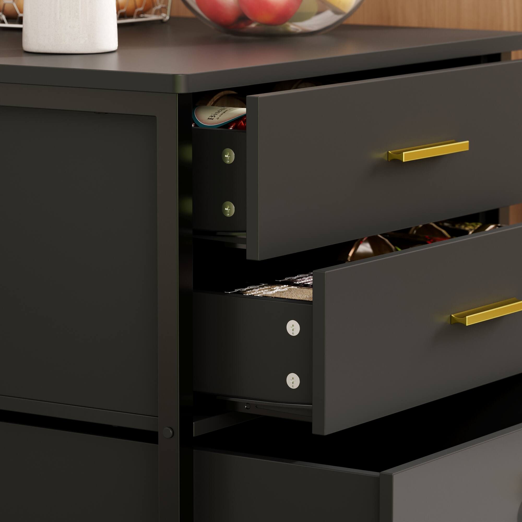 Alt View 1. Famapy - Multi - Functional Small Refrigerator Base Cabinet Versatile Storage for Kitchen Bathroom - Black.