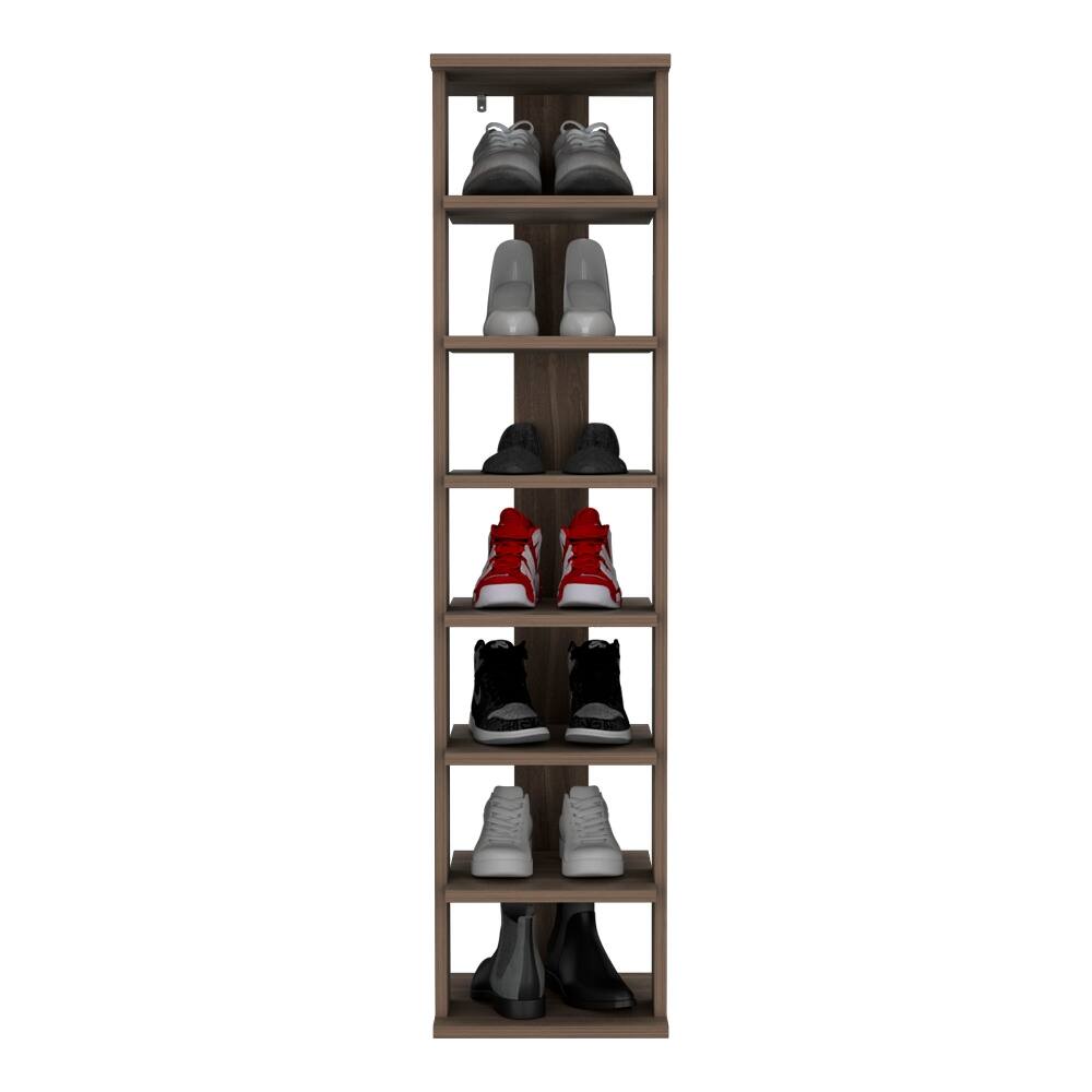 Alt View 3. Loheer - Loheer 8-Tier Vertical Shoe Rack, Narrow Shoe Tower for 8 Pairs, 48.7 Inch Tall - Brown Gray.