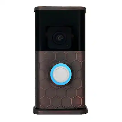 Front. Michael Healy - Honeycomb Video Doorbell Cover (Ring 3, 3 Plus, 4, Battery Plus and Battery Pro) - Oiled Bronze.