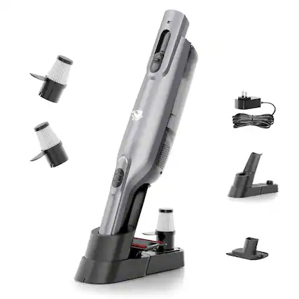 Front. AYONTIN - AYONTIN Rechargeable Handheld Vacuum, Lightweight Hand Vacuum Cordless, Powerful Suction, One-Touch Empty, LED Lights.