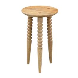 Manhattan Lane - Geya Round Side Table, Tripod Spindle Legs, Mango Wood, 24 Inch High - Natural Brown