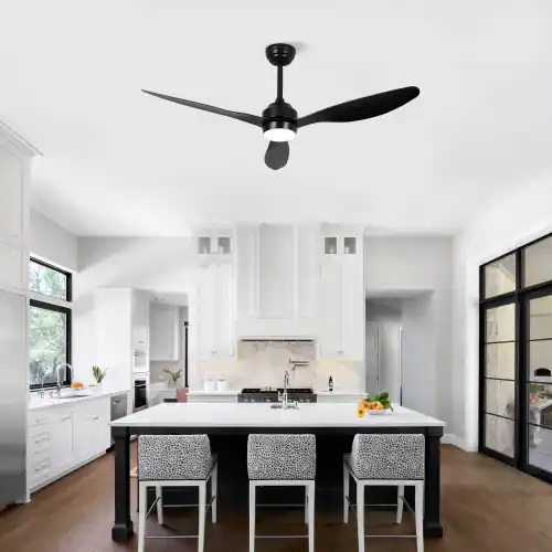 Angle. LUCKY ONE - 52" Ceiling Fan with Light Remote 3 ABS Blades 6-Speed DC Motor - Black.