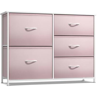 pink kids dresser Churanty Children's Room Furniture: Wooden Storage Dresser with 6 Drawers for Kids Bedroom, White+Pink