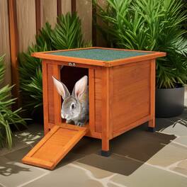 Pefilos - Rabbit Hutch, Wooden Rabbit Cage, Pet House Bunny Shelter with Ramp and Opening Roof
