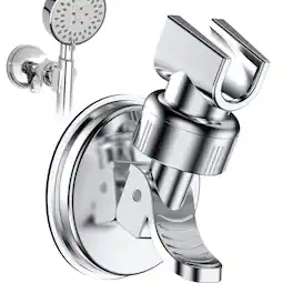 Paradigms Interiors - Adjustable Shower Head Holder Suction Cup Handheld Bracket Removable Wall Mounted - Adjustable, Silver