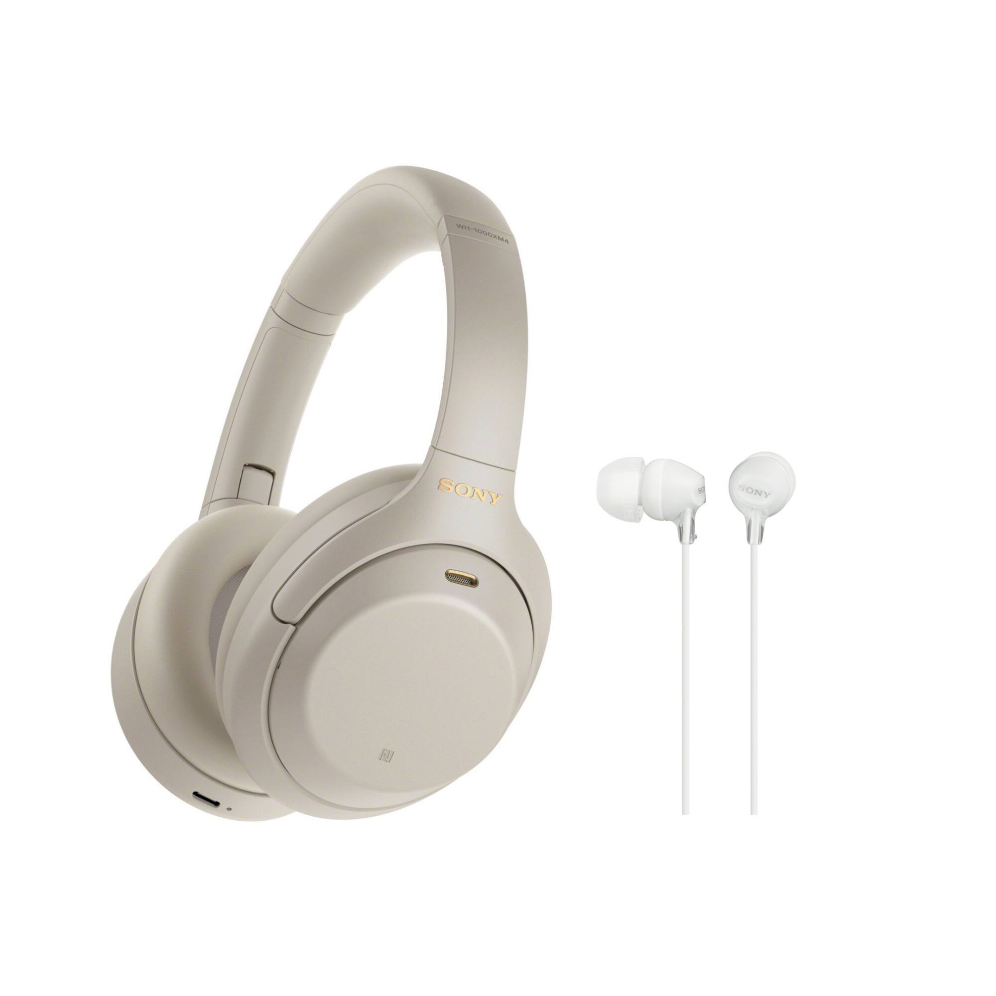 Sony - WH-1000XM4 Wireless Noise Canceling Over-Ear Headphones Bundle - Silver
