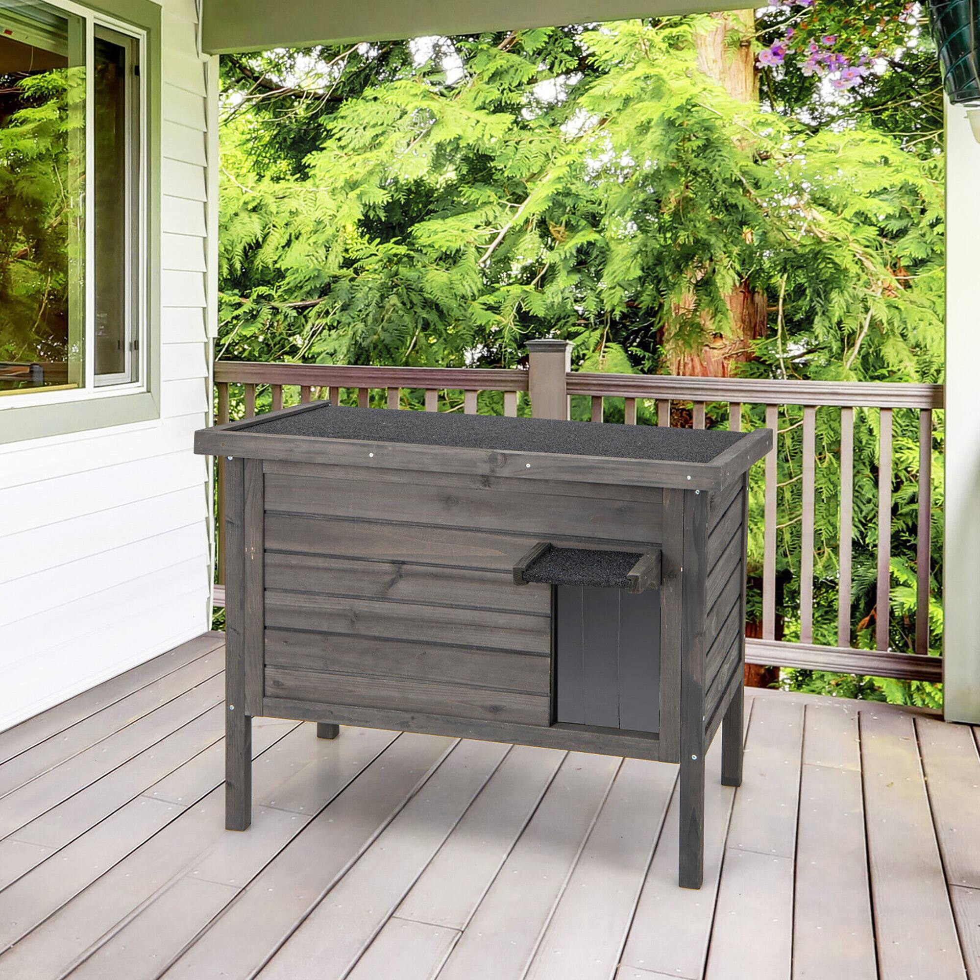 Alt View 1. Gymax - Gymax Insulated Wooden Cat House w/ All-Round Foam Insulated Double Room Outdoor.