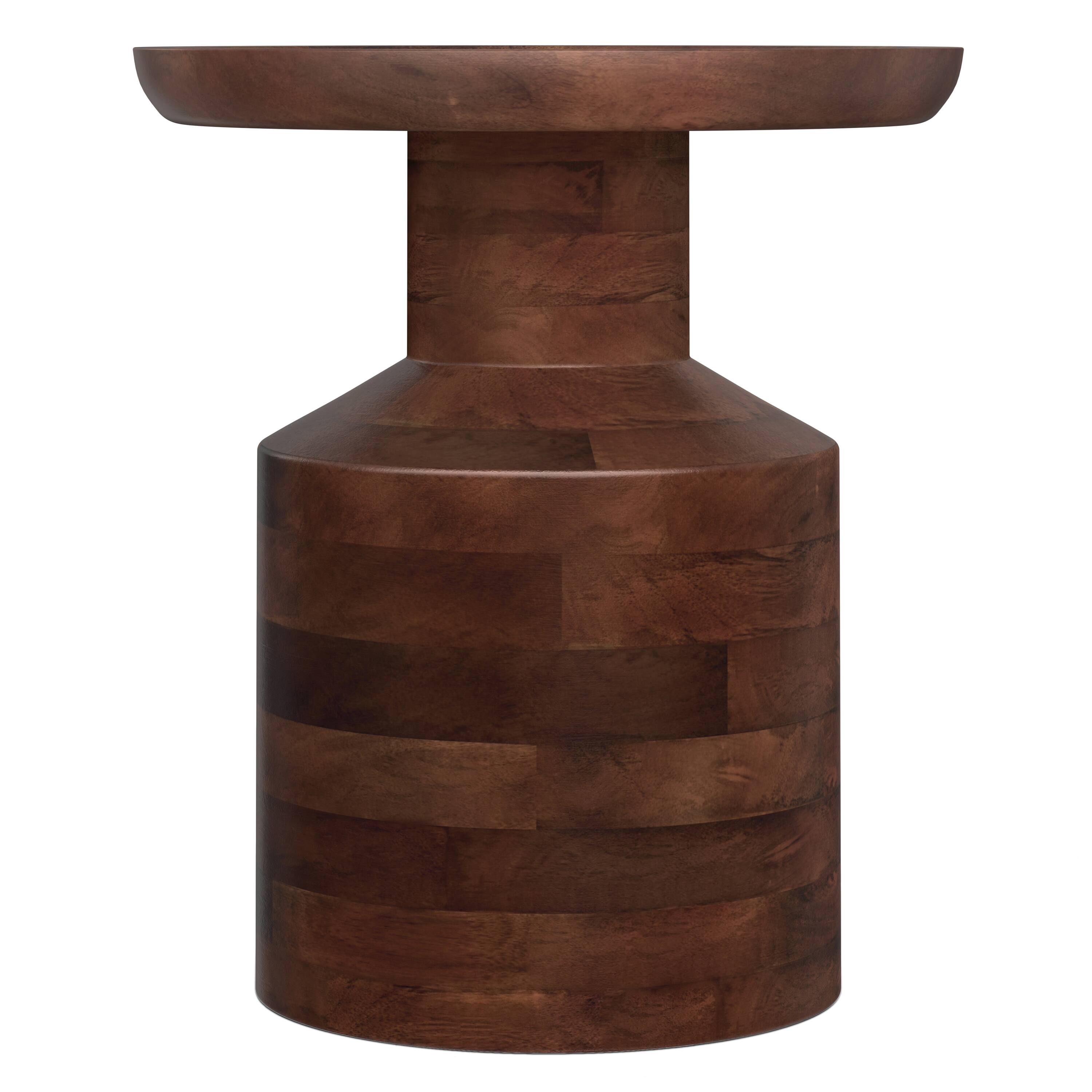 Left. Simpli Home - Haynes 16 inch Wide Solid Mango Boho Accent Table in Dark Brown, Assembled - Warm Dark Brown.