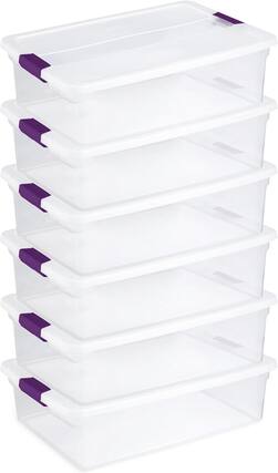 Front. RTMB - 32 Qt ClearView Latch Box 6pk – Clear, Stackable Plastic Storage Bins.