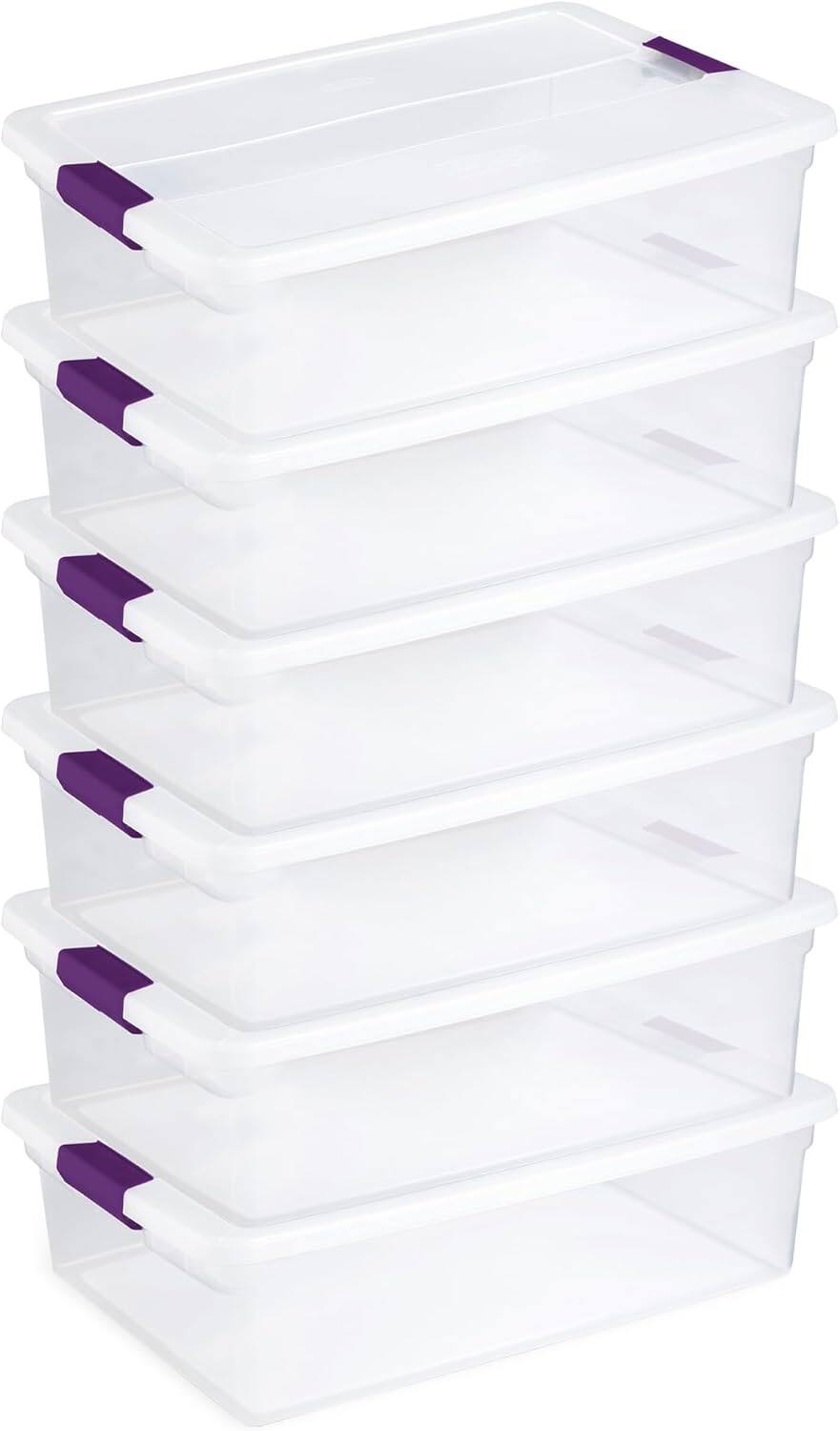 Front. RTMB - 32 Qt ClearView Latch Box 6pk – Clear, Stackable Plastic Storage Bins.