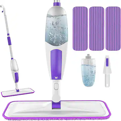 Front. Schertz - Microfiber Spray Mop with 3 Washable Pads, Dry/Wet, for All Floors.