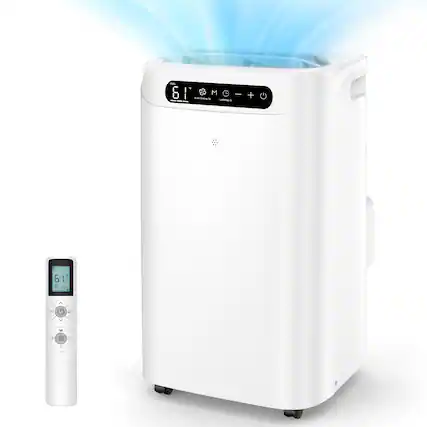 Front. Domanki - Portable Air Conditioners 14000BTU with Remote Control, 3-in-1 Free Standing Cooling AC Unit with Fan & Dehumidifier - White.