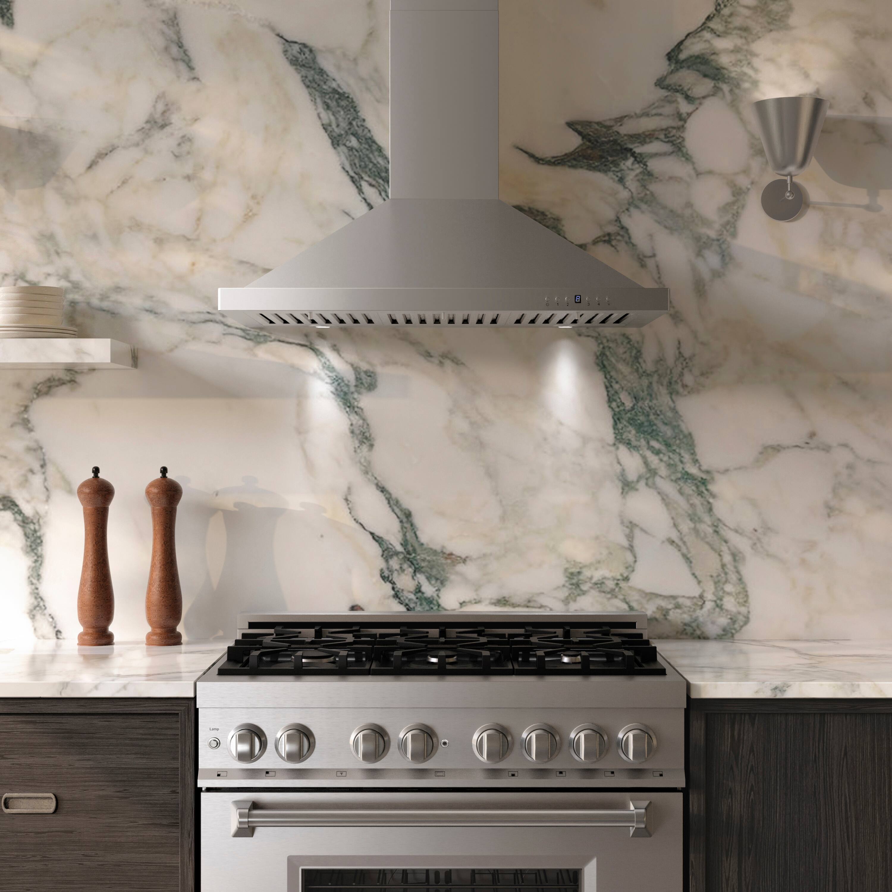 Alt View 2. ZLINE - 36 in. Convertible Vent Wall Mount Range Hood in Stainless Steel (KB-36) - Brushed Stainless Steel.