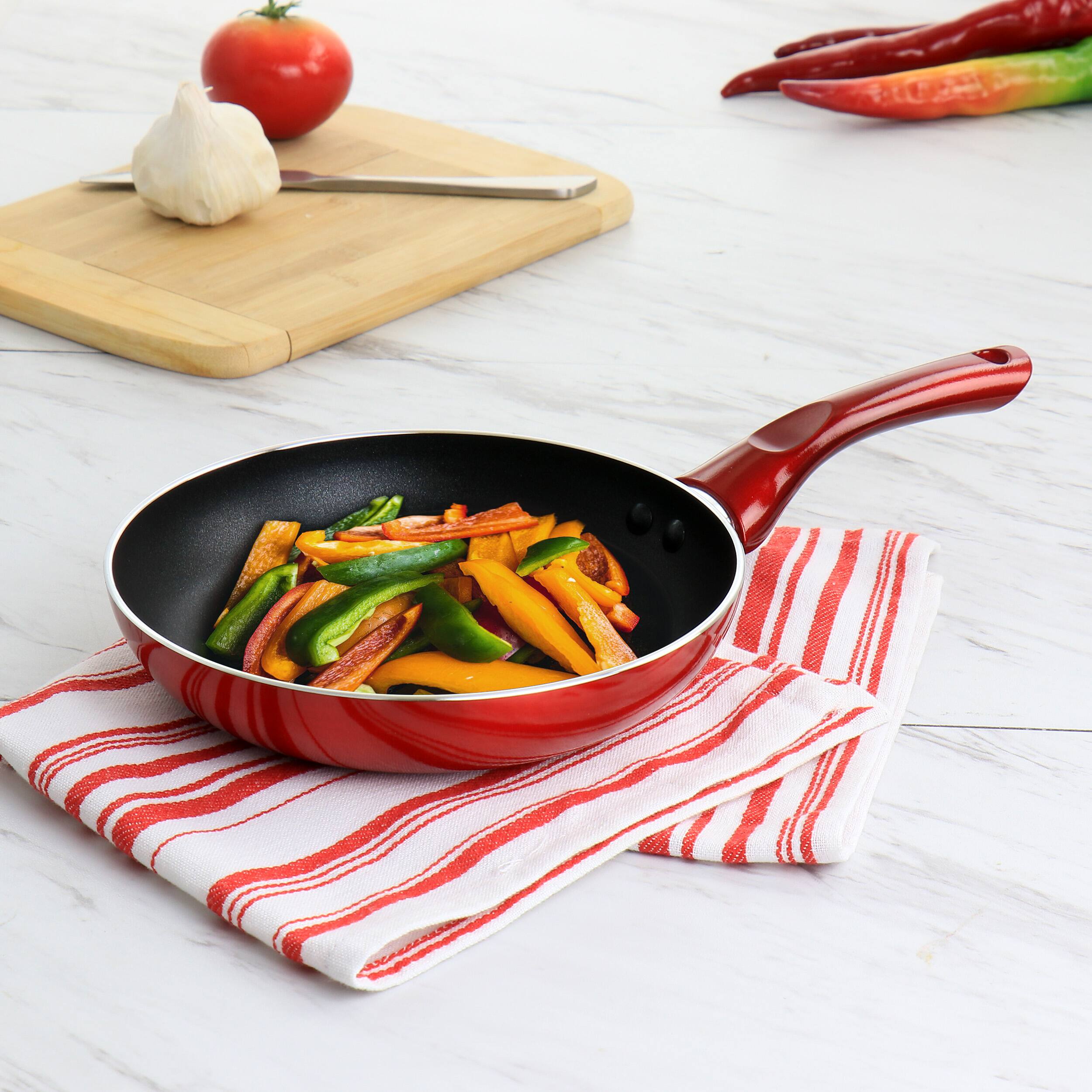 Alt View 7. Better Chef - Better Chef 8in Aluminum Non Stick Gourmet Frying Pan in Red - Red.