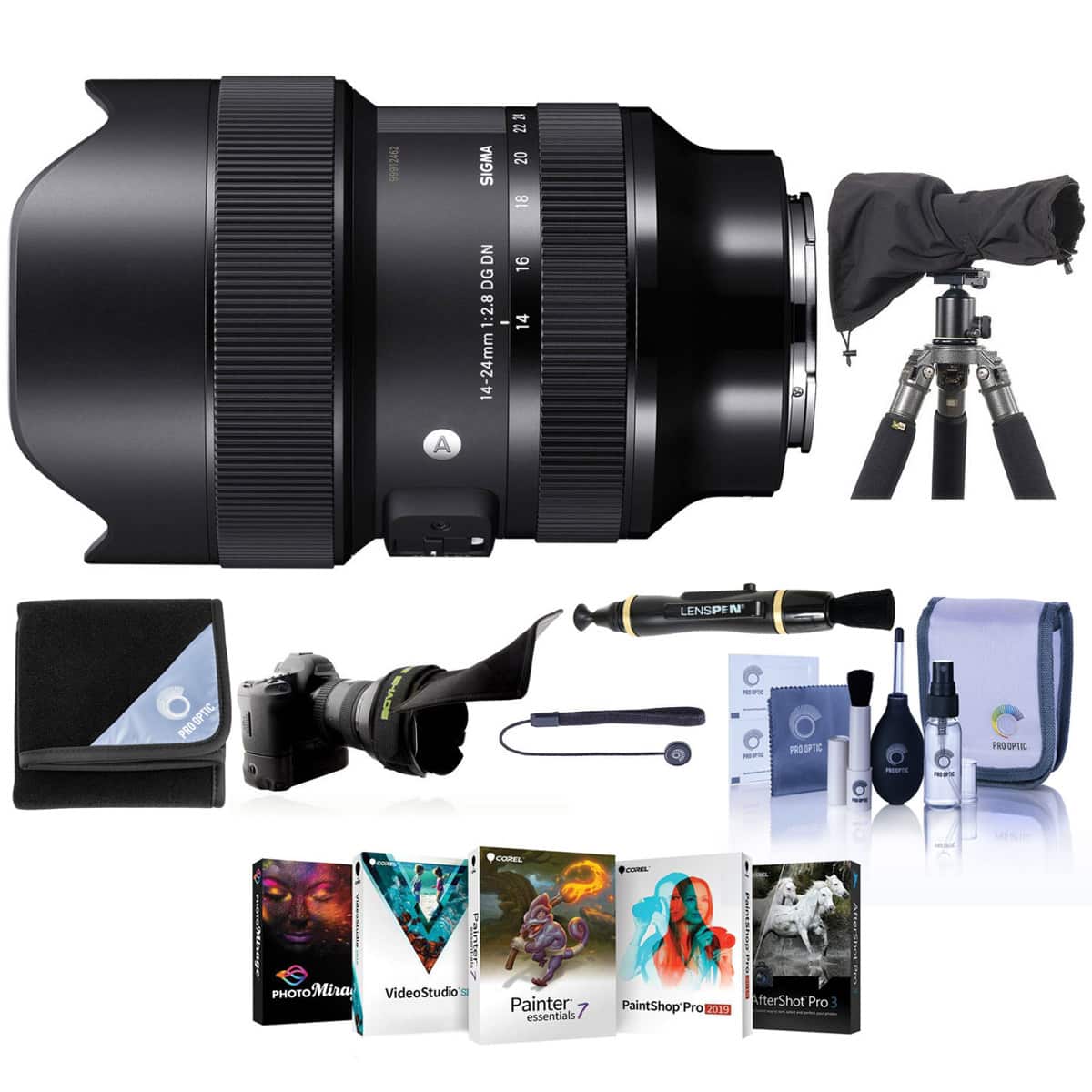 Bundle - Sigma - 14-24mm f/2.8 DG DN ART Lens for Sony E, with PC Software Kit, RainCoat Rain Sleeve, Cleaning Kit, Flex price history on PriceWatchPro