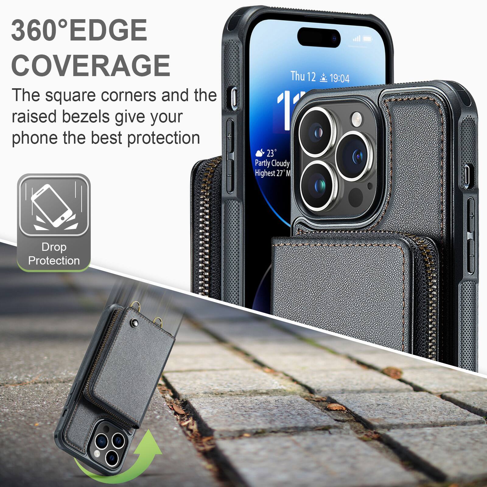 360° EDGE COVERAGE

The square corners and the raised bezels give your phone the best protection

Drop Protection

Thu 12 19:04

23° Partly Cloudy Highest 27°