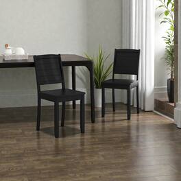 Hivvago - Classic Wood Dining Seating Set of 2 with Sturdy Rubberwood Leg Construction - Black