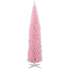 BreeBe - 8 ft Artificial Pencil Christmas Tree - Pink