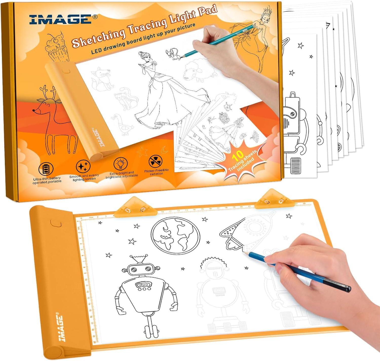 IMAGE - Light Up Tracing Pad Drawing Tablet Coloring Board for Kids Children - Orange