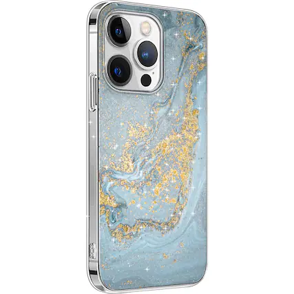 Angle. SaharaCase - Marble Series Case for Apple iPhone 14 Pro Max - Blue Marble.