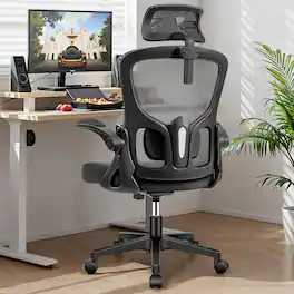 Brick Attic - Ergonomic Mesh Home Office Chair with Adjustable Headrest, Lumbar Support and Flip Up Armrests, 360 Swivel Casters - Black