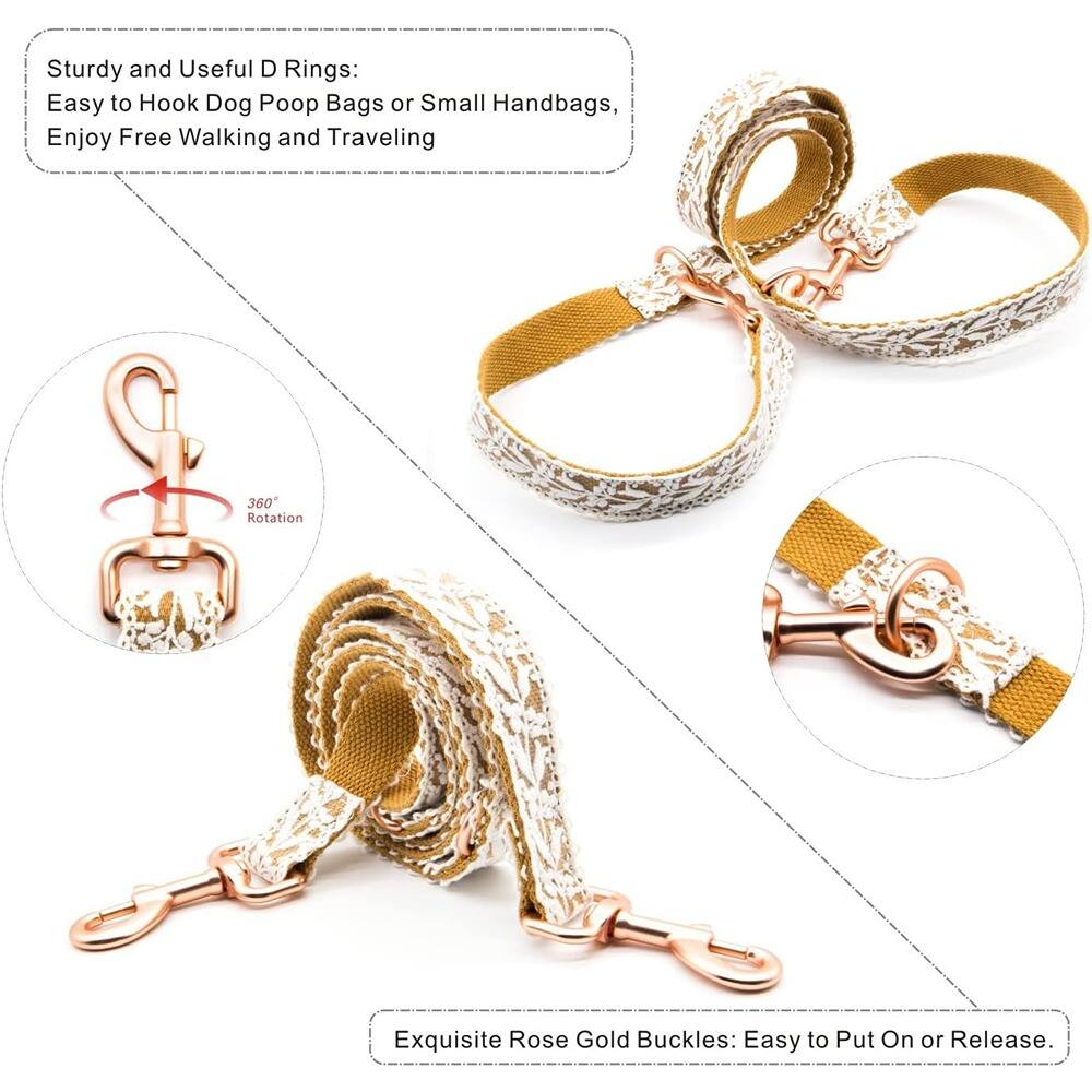 Sturdy and Useful D Rings:  
Easy to Hook Dog Poop Bags or Small Handbags, Enjoy Free Walking and Traveling  

Exquisite Rose Gold Buckles: Easy to Put On or Release.