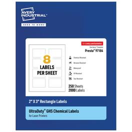 Avery - UltraDuty GHS Labels 2" X 3", 2000 Ct, Laser Printer - White